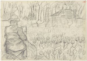 Pintor num campo de tulipas de Jozef Israëls