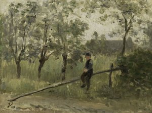 Country Boy em uma barreira de poste de Jozef Israëls