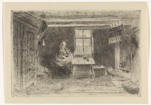 Interior com mãe e filho de Jozef Israëls