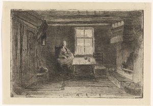 Interior com mãe e filho de Jozef Israëls