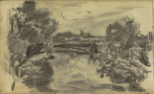 Paisagem com água e um moinho de Jozef Israëls