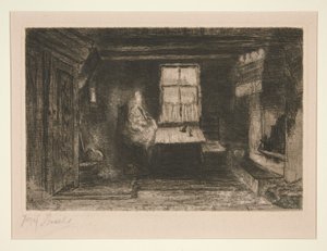 Mãe e filho no interior de Jozef Israëls
