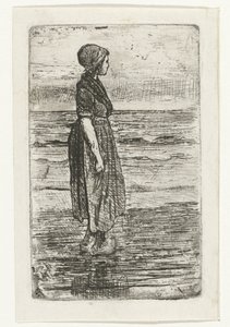 Mulher de pé na praia de Jozef Israëls