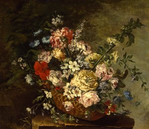 Ainda vida com flores em uma cesta, c.1780-1790