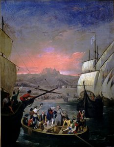 A partir de 1492 Palos caravelas Santa Maria, a Pinta e a Nina (óleo sobre tela) de Juan Cabral Bejarano