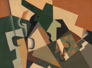 Vidro e Tabuleiro de Damas, c. 1917. de Juan Gris