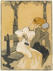 Homem e mulher no banco de Juan Gris