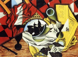 Peras e uvas em uma tabela; Peras e uvas em uma mesa, 1913 de Juan Gris