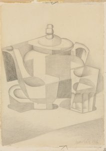Ainda vida com bule; Morte à natureza, 1916 de Juan Gris