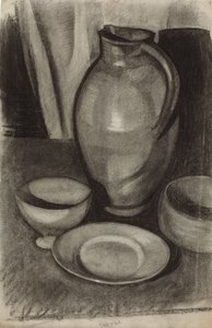 Ainda vida com um jarro; Natureza morte a la cruche, 1910 de Juan Gris