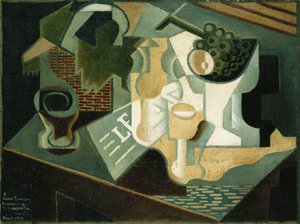 A mesa em frente ao prédio; La Table Devant le Battiment, 1919 de Juan Gris