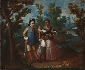 X. Do espanhol e retorno para trás, segure-se suspenso no ar (X. De español y dê livre, tente en el aire), c.1760 de Juan Patricio Morlete Ruiz