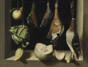 Ainda vida com aves de caça, 1600-03 de Juan Sanchez Cotan