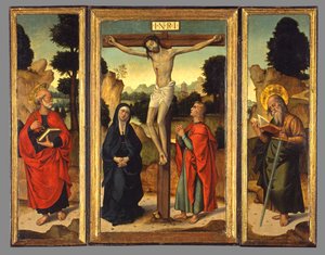 Cruifixion com a Virgem e os Santos João Evangelista, Pedro e Paulo, c.1520-1540