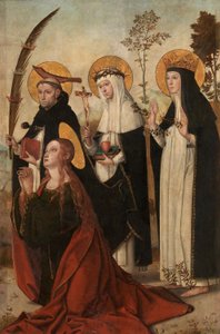 Maria Madalena, Pedro de Verona, Catarina de Siena e Margarida da Hungria de Juan de Borgoña