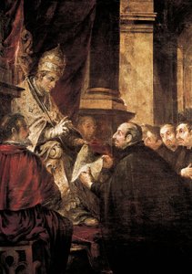 Santo Inácio de Loyola Recebendo a Bula da Ordem dos Jesuítas do Papa Paulo III, pintura de Juan de Valdes Leal