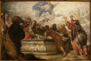 A Assunção da Virgem. Pintura de Juan de Valdes Leal (1622-1690), óleo sobre tela, cerca de 1680. Museu de Belas Artes de Sevilha, Espanha.