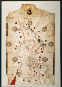 Cópia do planisfério náutico do século XIX por Juan de la Cosa
