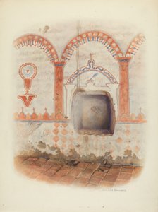 Pintura mural e nicho batismal, c. 1941.