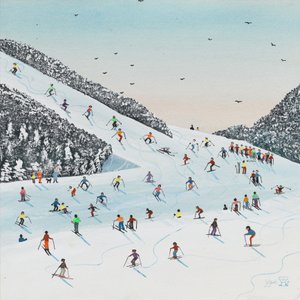 Corrida em descida (guache sobre papel) de Judy Joel