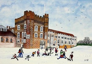 Castelo Farnham, Surrey (aguarela sobre papel) de Judy Joel
