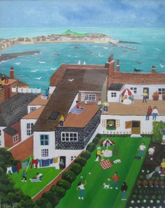 St Ives, Cornwall, 2008 (acrílico a bordo) de Judy Joel