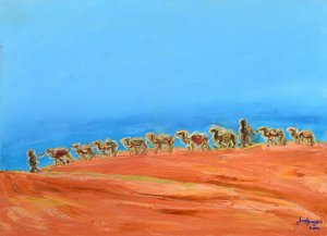 Caravana de camelos do deserto de Jukyong Park