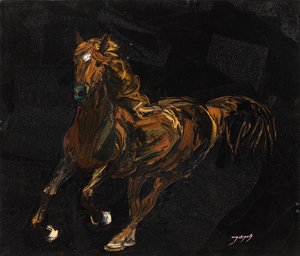 Cavalo castanho dinâmico