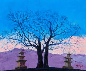 Paisagem serena com pagode de Jukyong Park