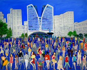 Multidão urbana animada de Jukyong Park