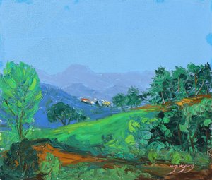 Colinas verdes e vibrantes