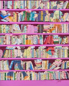 Estantes de livros em rosa vibrante de Jukyong Park