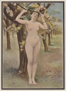 Primavera, mulher com flor de árvore (lito colorido) de Jules (after) Scalbert