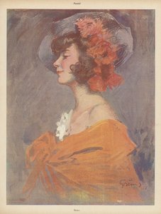 Dora: retrato de uma jovem mulher (cor litho) de Jules Alexandre Gruen or Grun