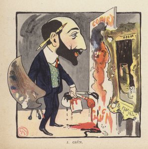 Auto-retrato do pintor e ilustrador francês Jean-Alexandre Grun (cor litho) de Jules Alexandre Gruen or Grun