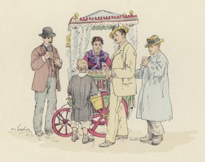 Vendedor de limonada na feira (cor litho) de Jules Arsene (after) Garnier