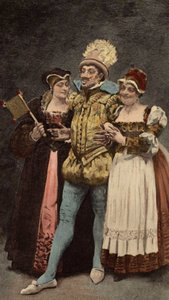 Um limusino (limousin) com duas mulheres. Pantagruel. Ilustração de Jules Garnier. Em "Rabelais et l