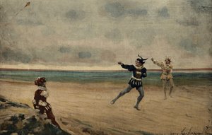 Homens a jogar à grua. Gargântua. Ilustração de Jules Garnier. Em "Rabelais e as obras de Jules Garnier".
