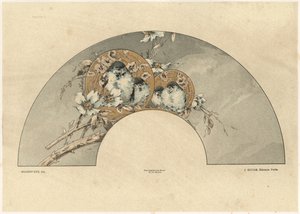 Pássaros, Placa 2 de &39;Fantasias Decorativas&39;, gravada por Gillot, publicada por Jules Rouam, Livraria de Arte, Paris, 1887 (gravura a cor) de Jules Auguste Habert Dys