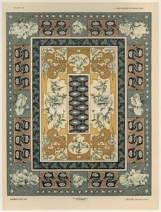 Padrões decorativos, placa 36 de &39;Fantasias decorativas&39;, gravada por Gillot, publicada por Jules Rouam, Librairie de l&39;Art, Paris, 1887 (gravura colorida)