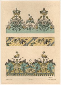 Padrões florais, placa 44 de &39;Fantasias decorativas&39;, gravada por Gillot, publicada por Jules Rouam, Librairie de l&39;Art, Paris, 1887 (gravura a cor)