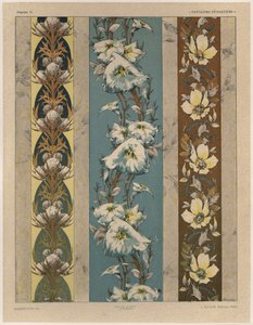 Flores, prato 18, ilustração de &39;Fantaisies decoratives&39;, gravada por Gillot, publicado por Jules Rouam, Librairie de l&39;Art, Paris, 1887 (gravura a cores) de Jules Auguste Habert Dys