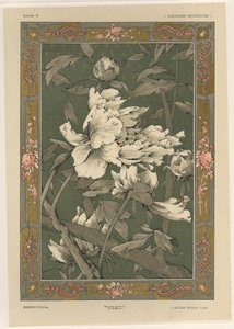 Flores, prato 31 de &39;Fantasias Decorativas&39;, gravado por Gillot, publicado por Jules Rouam, Livraria de Arte, Paris, 1887 (gravura a cor) de Jules Auguste Habert Dys