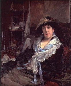 Retrato de Madame Jeanne Samary (óleo sobre tela) de Jules Bastien Lepage