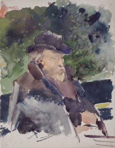 Esboço de Edward Burne-Jones em um barco, Walton-on-Thames, 1880-1884. de Jules Bastien Lepage