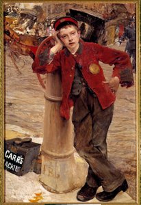 The Little English Shoe Shine Painting by Jules Bastien Lepage (1848-1884) 1882 Sun. 0,89x1,32 m Paris, Artes Decorativas