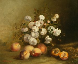 Flores e damascos (óleo sobre tela) de Jules Bidlingmeyer