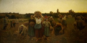 Francês:  Le Rappel de glaneuses Chamando os respigadores de Jules Breton