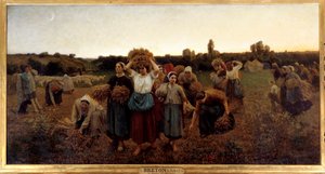 Le rappel des glaneuses Painting by Jules Breton (1827-1906) 1859 Sun. 0,9x1,76 m Paris, musee d
