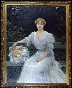 Retrato de Marguerite Durand - pintura de Jules Cayron